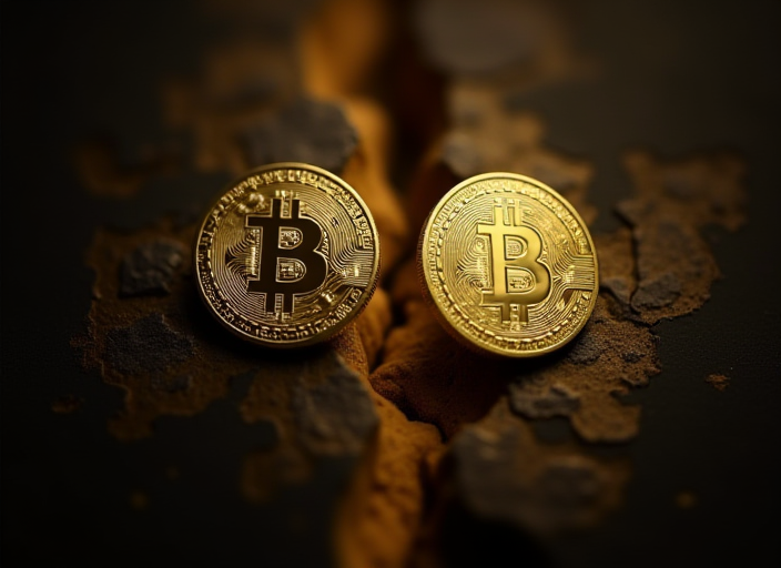 两种稳定币对比：一种有满仓真实美元储备，另一种仅靠算法与信心维系、出现裂缝